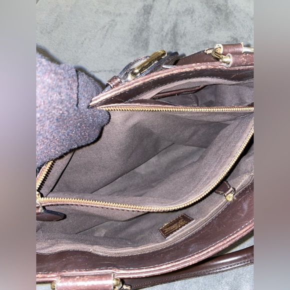 Burberry Haymarket Brown Tan PVC Satchel